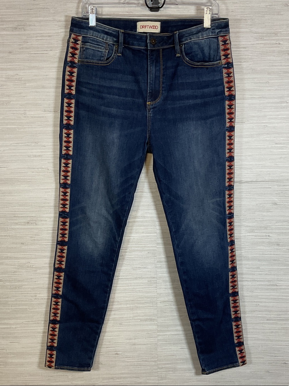 DRIFTWOOD Jackie High Rise Aztec Southwest Embroidered Stretch Jeans 30/28